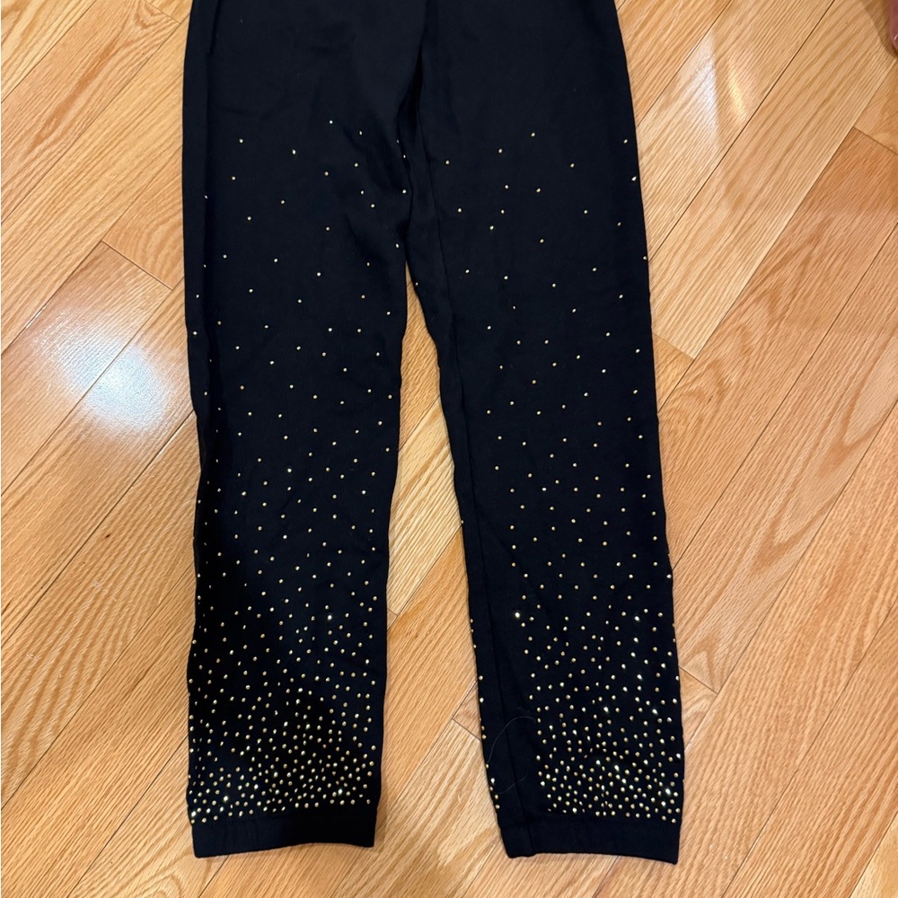 Justice Black Joggers with Gold Dot Embellishments